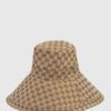 Cap Brim Hat Beige Canvas GG Wide