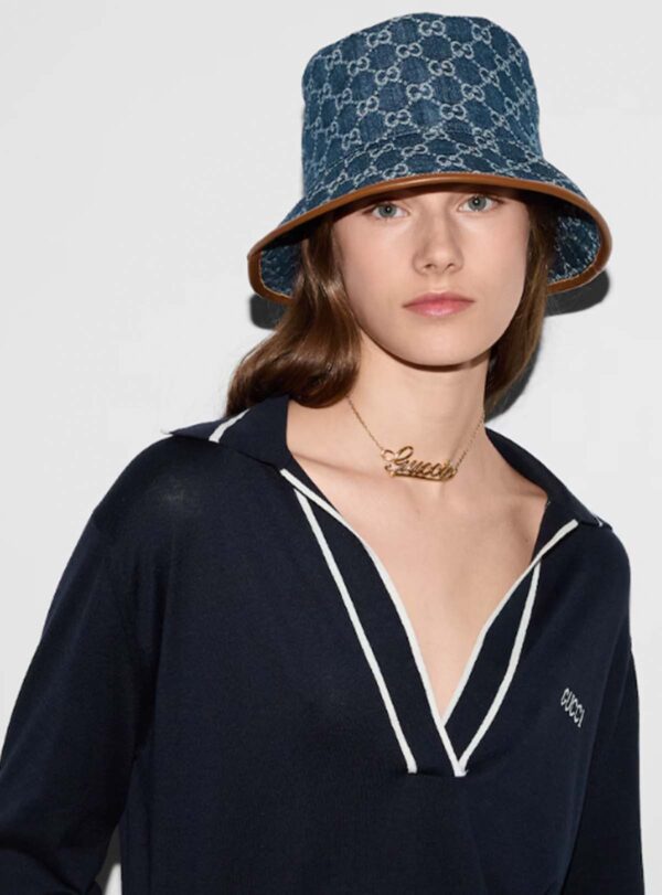Cap Bucket Hat Denim GG Canvas