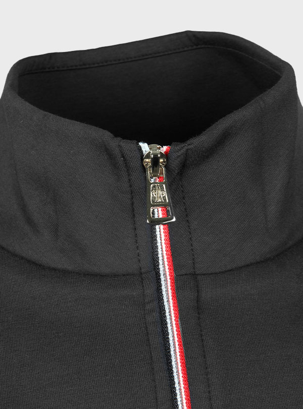 Sweater Tricolor-Trimmed Zip-Up