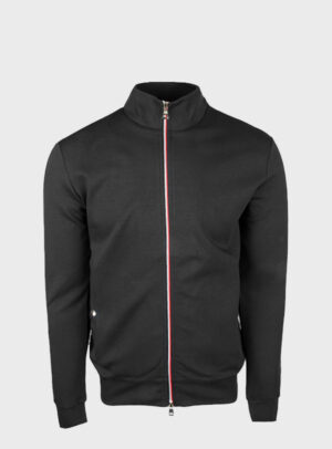 Sweater Tricolor-Trimmed Zip-Up