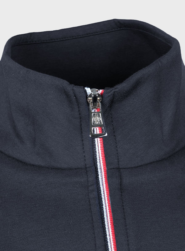 Sweater Tricolor-Trimmed Zip-Up