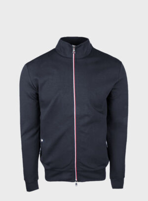 Sweater Tricolor-Trimmed Zip-Up