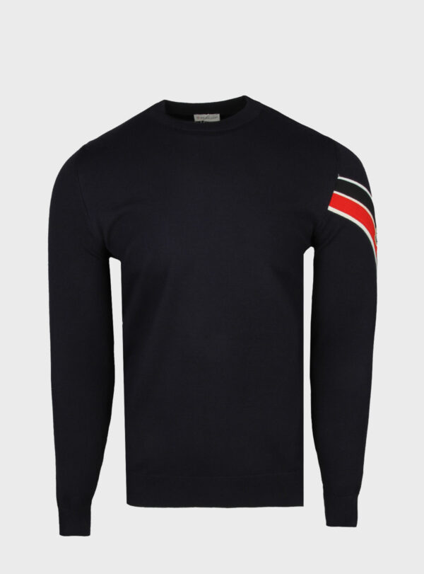 Sweater Knit Triclour Navy Blue