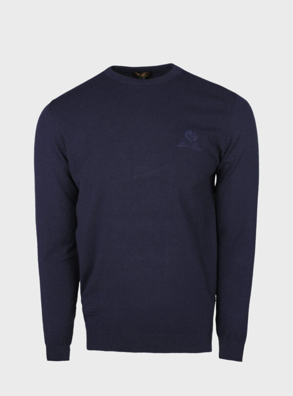 Sweater Knit Embroidery Logo Navy Blue