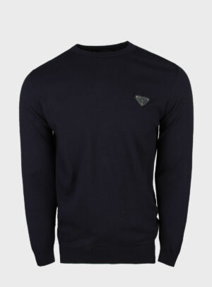 Sweater Knit Triangle Patch Navy Blue