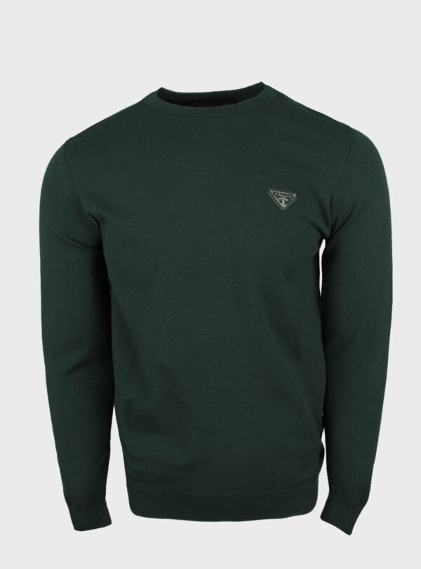 Sweater Knit Triangle Patch Dark Green