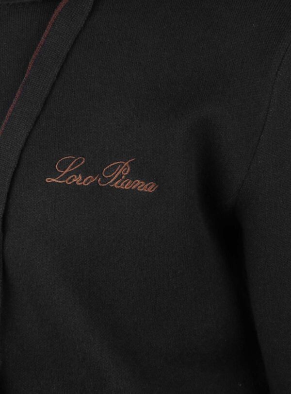 Hoodie Zipper Knit Embroidery Logo Black