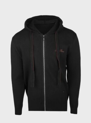 Hoodie Zipper Knit Embroidery Logo Black