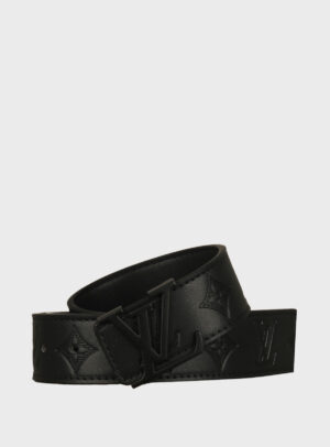 Belt Initiales Embossed Black Buckle