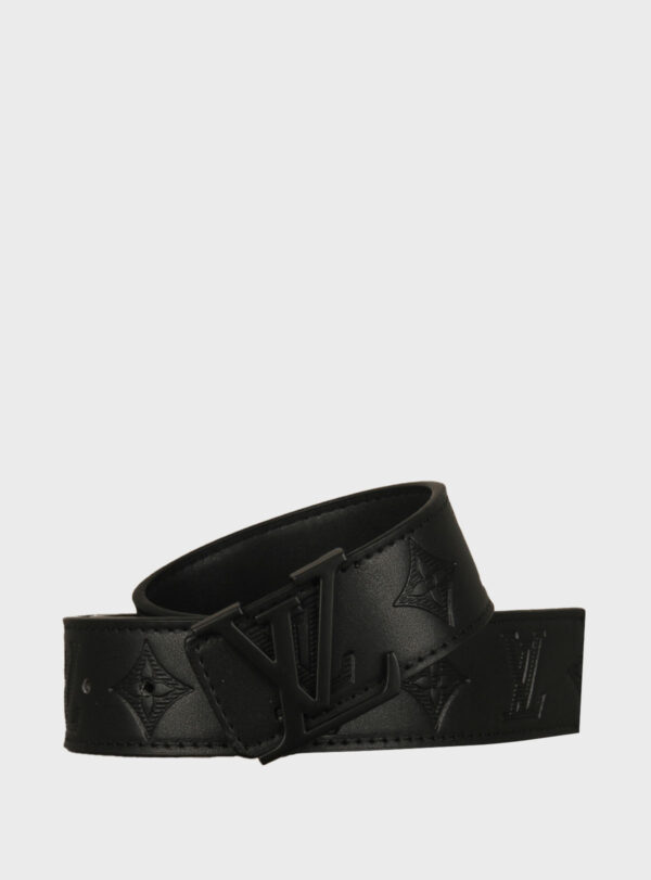 Belt Initiales Embossed Black Buckle