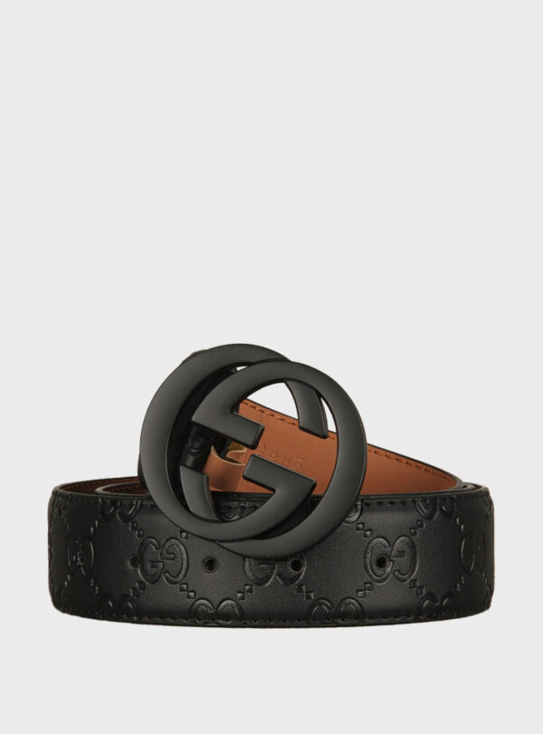 Belt GG Canvas Embossed Black Buckle