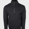 Sweater Quarter Zip Black Patch Navy