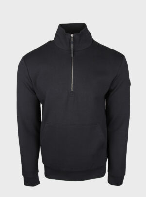 Sweater Quarter Zip Black Patch Navy
