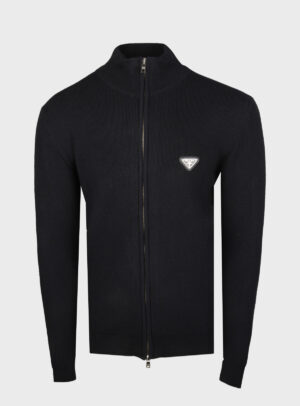 Sweater Zipper Knit Triangle Patch Navy