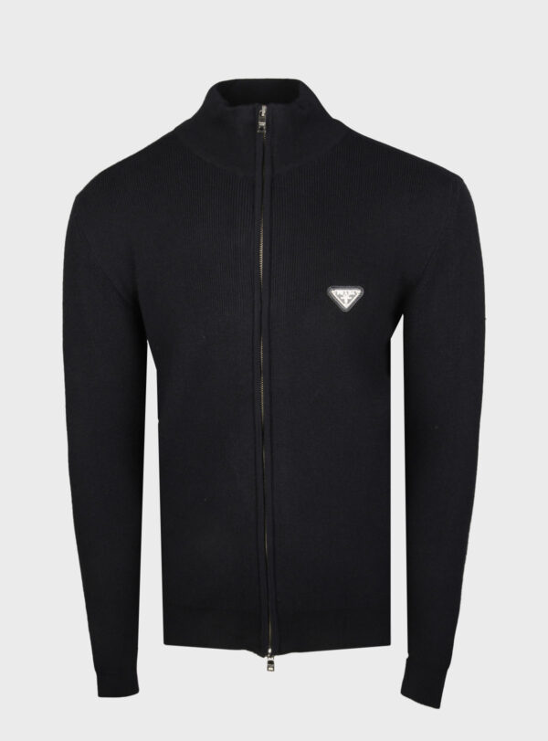 Sweater Zipper Knit Triangle Patch Navy