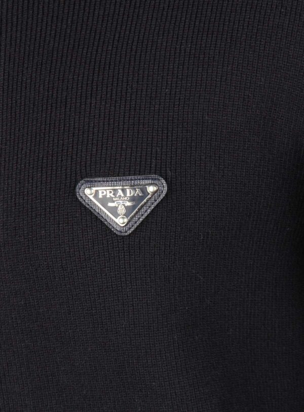 Sweater Zipper Knit Triangle Patch Navy